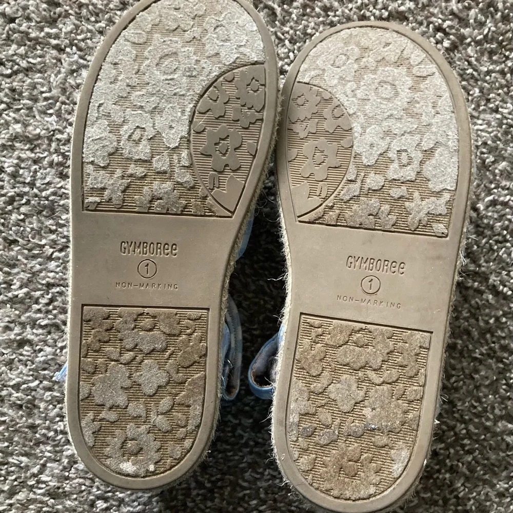 Gymboree girls size 1 blue‎ checkered espadrille sandal, sunny daisies line